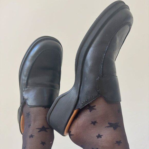 Vintage Minimalist Hush Puppies Zero G Leather Loafer Mules - Picture 1 of 5